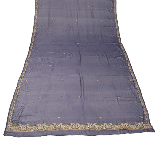 Sushila Vintage Blue Dupatta Floral Embroidered Pure Georgette Long Stole