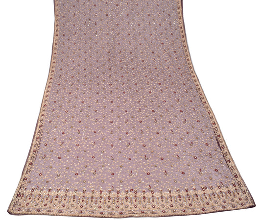 Sushila Vintage Wine Heavy Dupatta Zardozi Work Net Wedding Long Stole