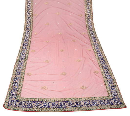 Sushila Vintage Marron Heavy Dupatta Zardozi Velvet Border Net Mesh Long Stole