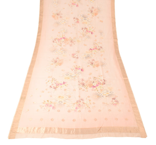 Sushila Vintage Beige Dupatta Printed Pure Cotton Silk Floral Printed Long Stole