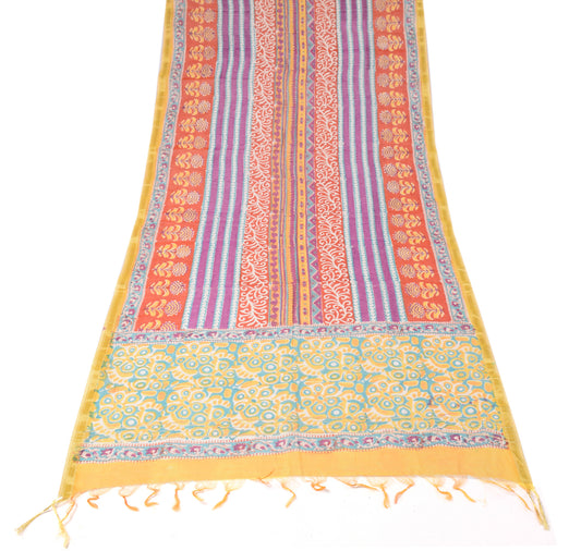 Sushila Vintage Multi-Color Dupatta Printed Pure Cotton Silk Hand Block Long Stole