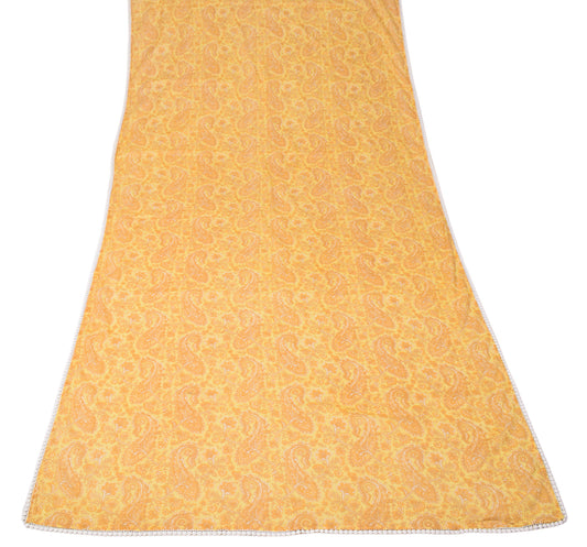 Sushila Vintage Paisley Pointed Dupatta Yellow Pure Cotton Soft Long Stole Hijab