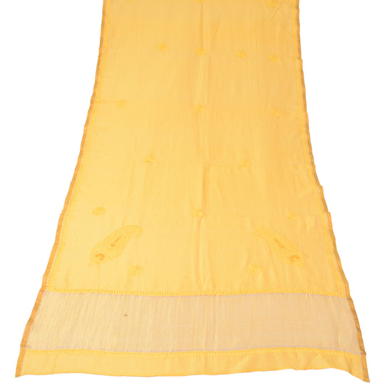 Sushila Vintage BRANDED Yellow Dupatta Pure Cotton Silk Hand Embroidered Long Stole