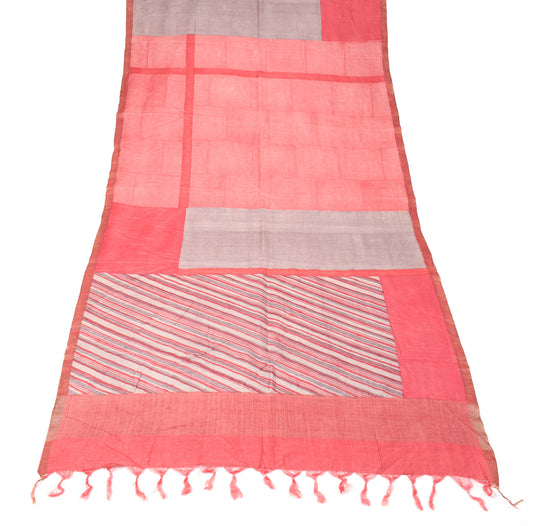 Sushila Vintage Stripes Block Print Dupatta Pure Cotton Silk Long Stole Wrap