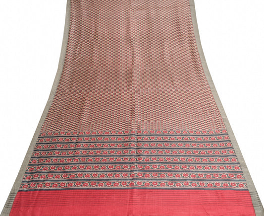 Sushila Vintage Pure Woolen Scrap Saree Floral Printed Sari Branded Dress Fabric