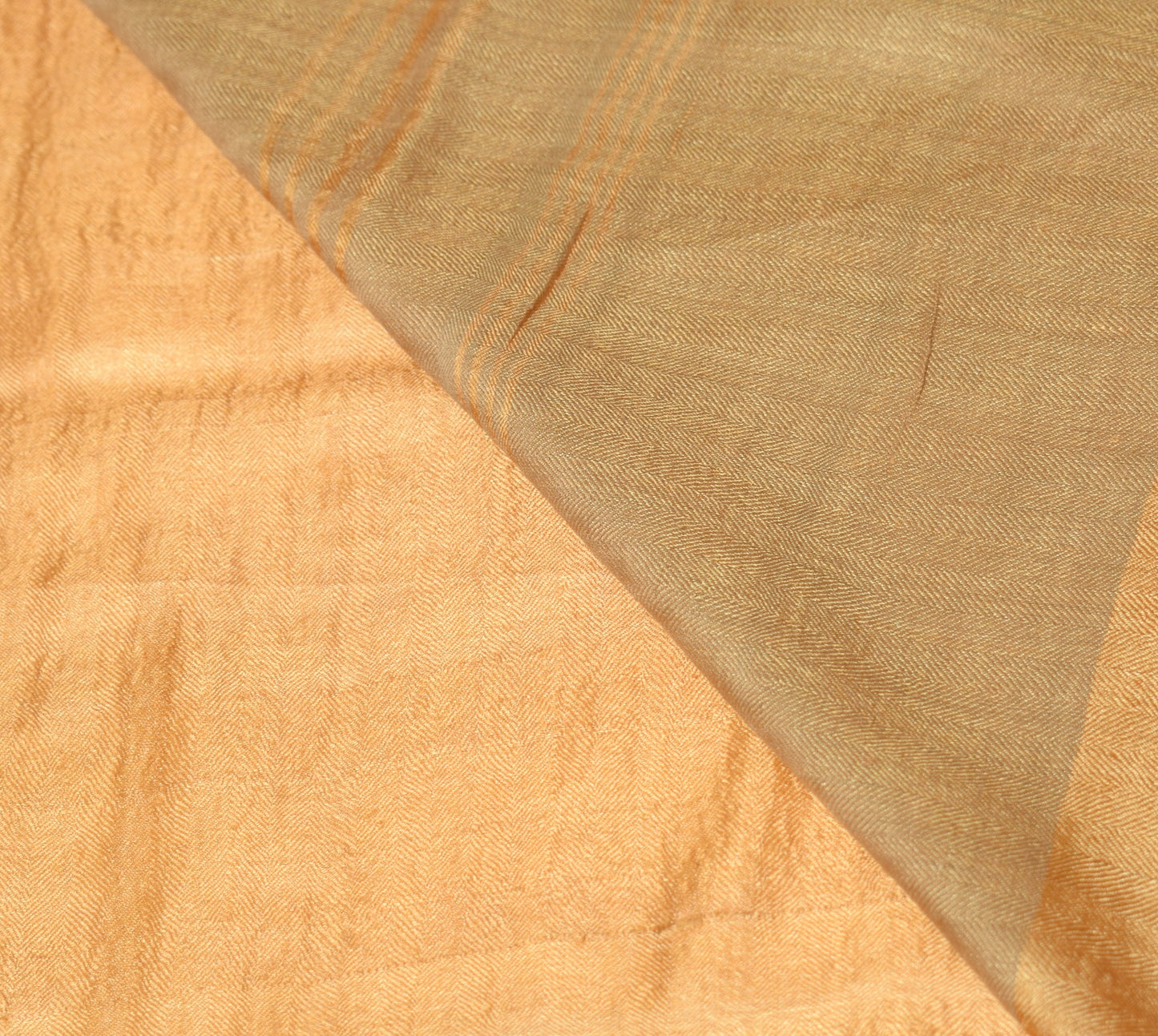 Sushila Vintage Pure Woolen Scrap Saree Woven Mustard Soft Plain 5YD Sari Fabric