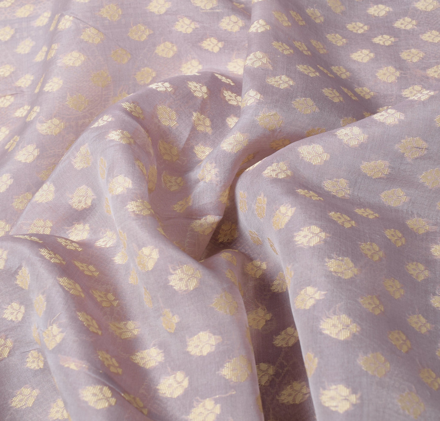 Sushila Vintage Purple Scrap Saree Pure Organza Silk Floral Woven Sari Fabric