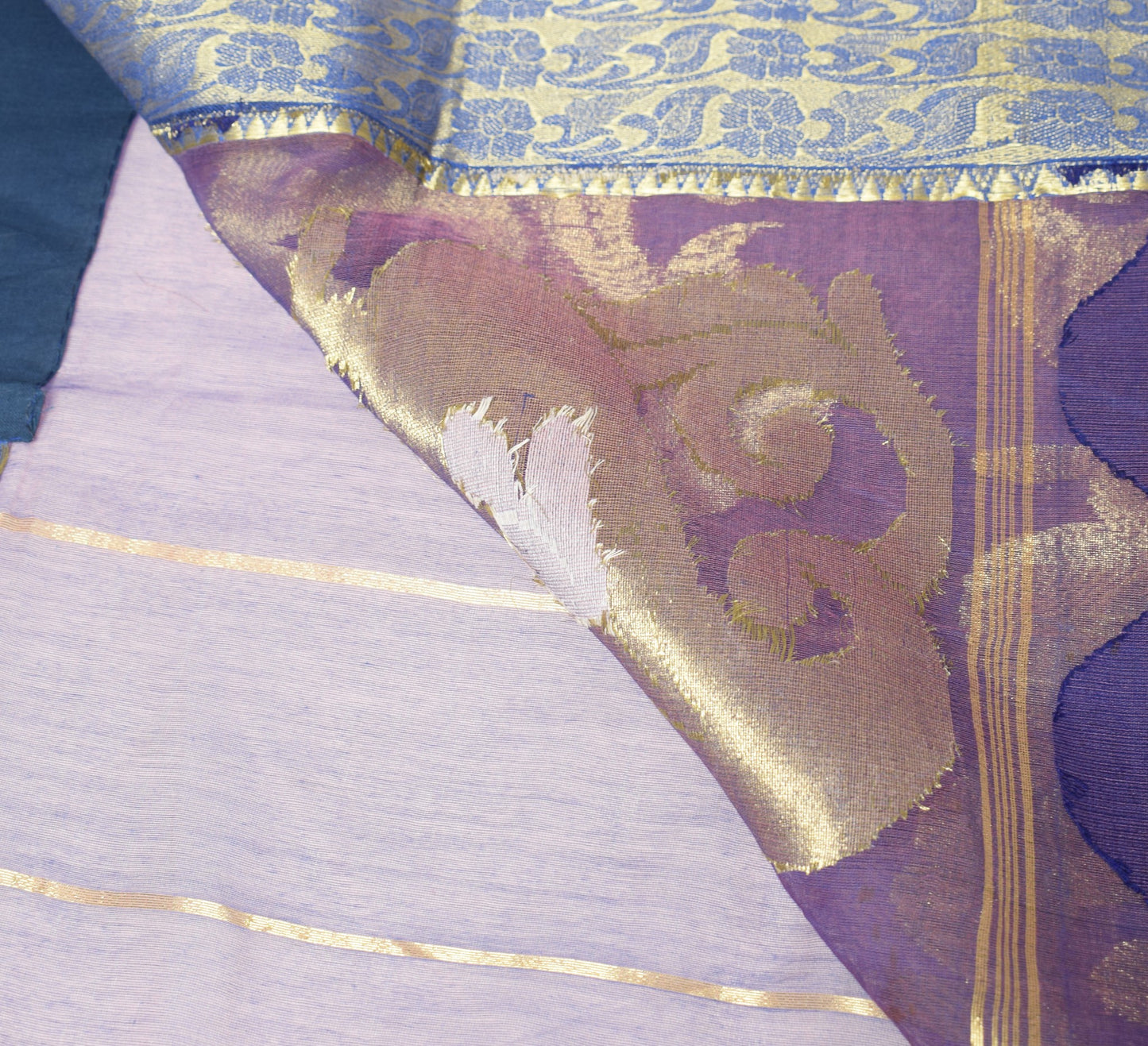 Sushila Vintage Dhakai Jamdani Scrap Saree Pure Cotton Silk Woven Remnant Sari