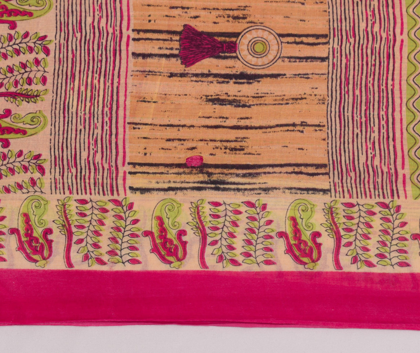 Sushila Vintage Hot Pink Scrap Saree 100%Pure Cotton Printed Soft Sari Fabric