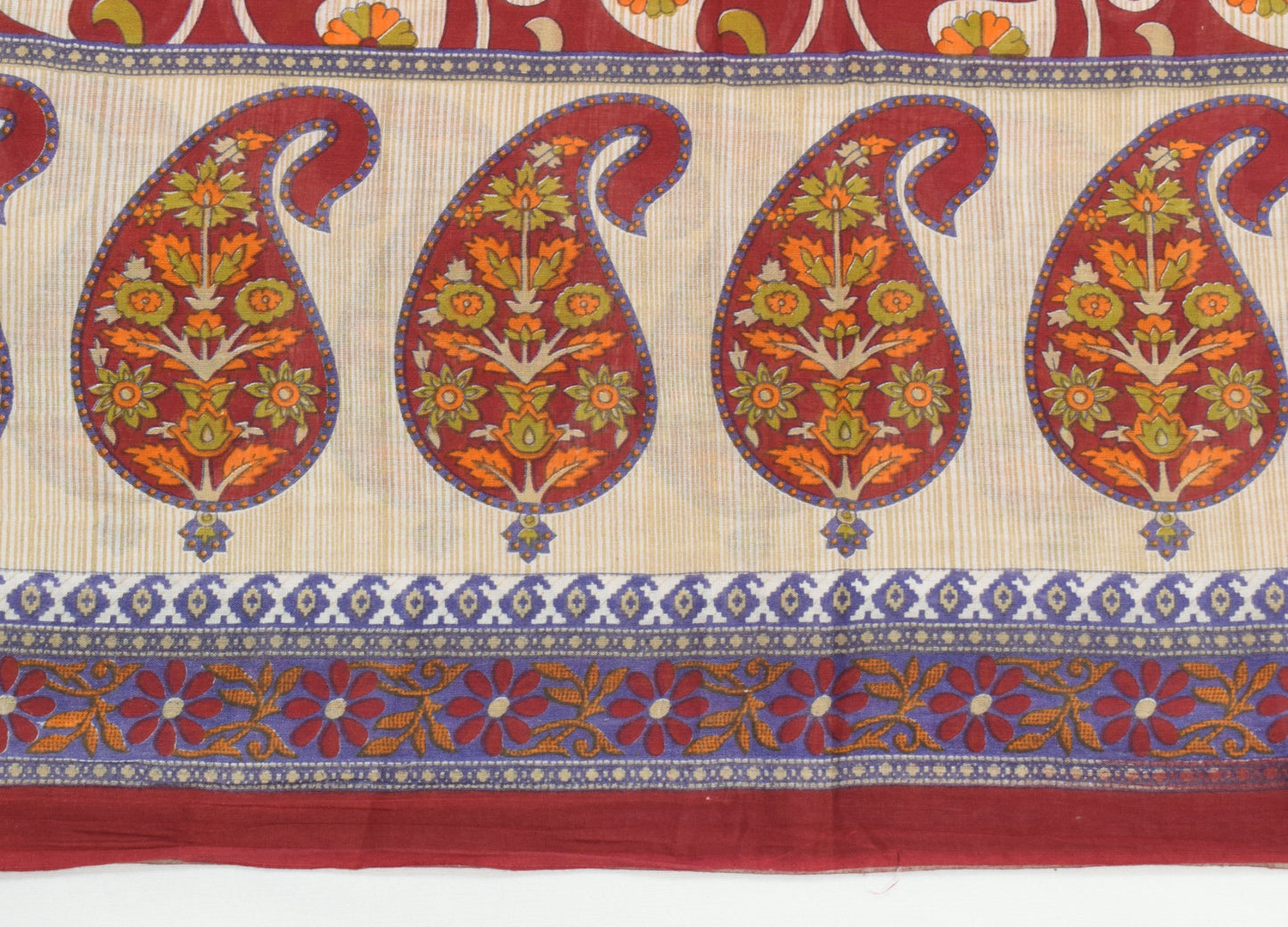 Sushila Vintage Maroon Scrap Saree Pure Cotton Printed Floral Sari Craft Fabric
