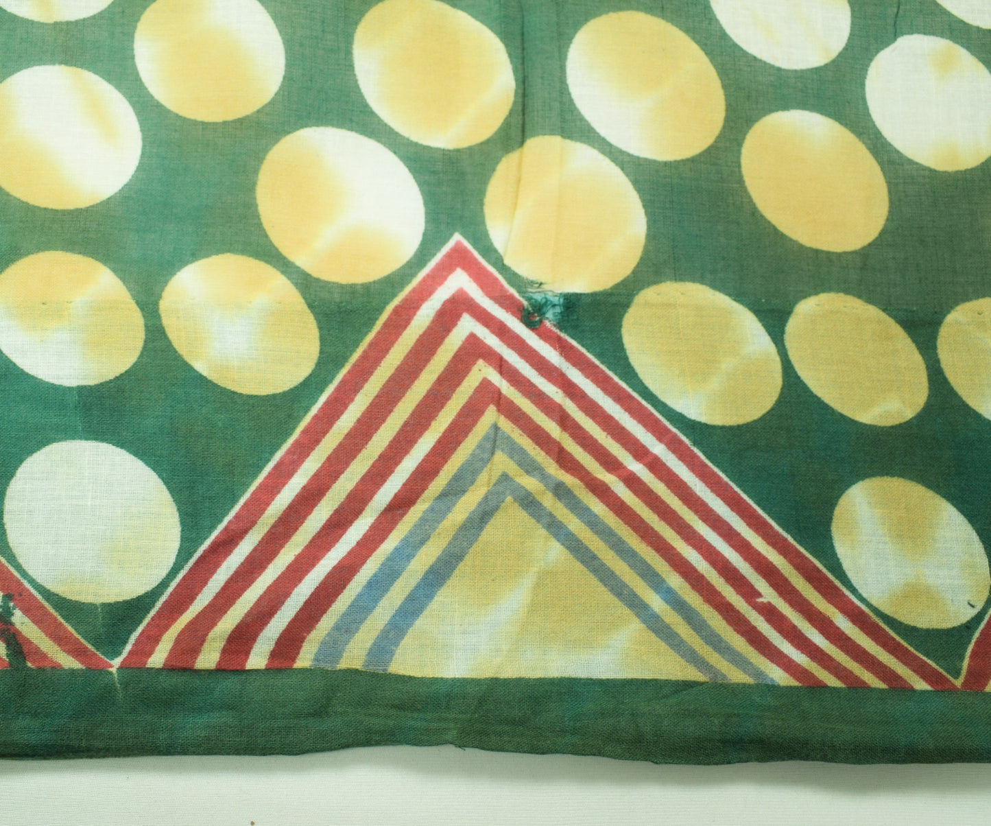 Sushila Vintage Dark Green Scrap Saree Pure Cotton Printed Polka Dot Sari Fabric