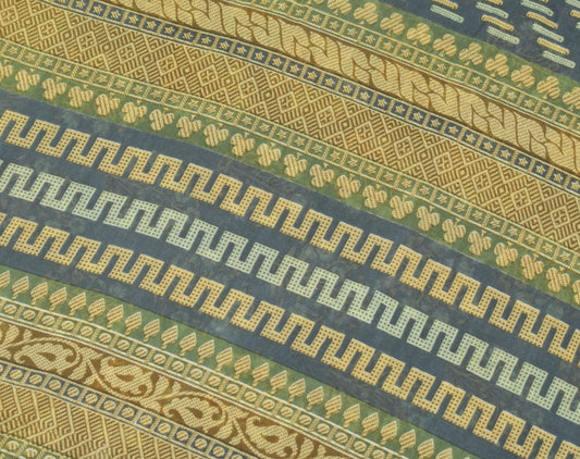 Sushila Vintage Gray Scrap Saree Pure Cotton Printed Craft Sari Floral Fabric