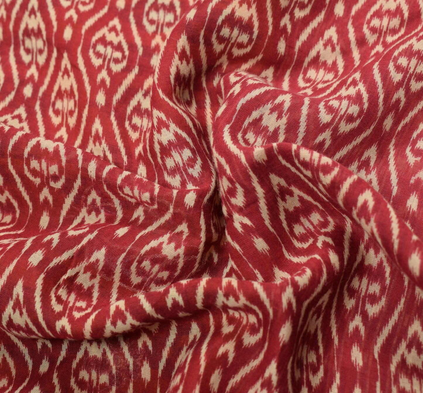 Sushila Vintage Maroon Scrap Saree Pure Cotton Printed & Embroidered Sari Fabric