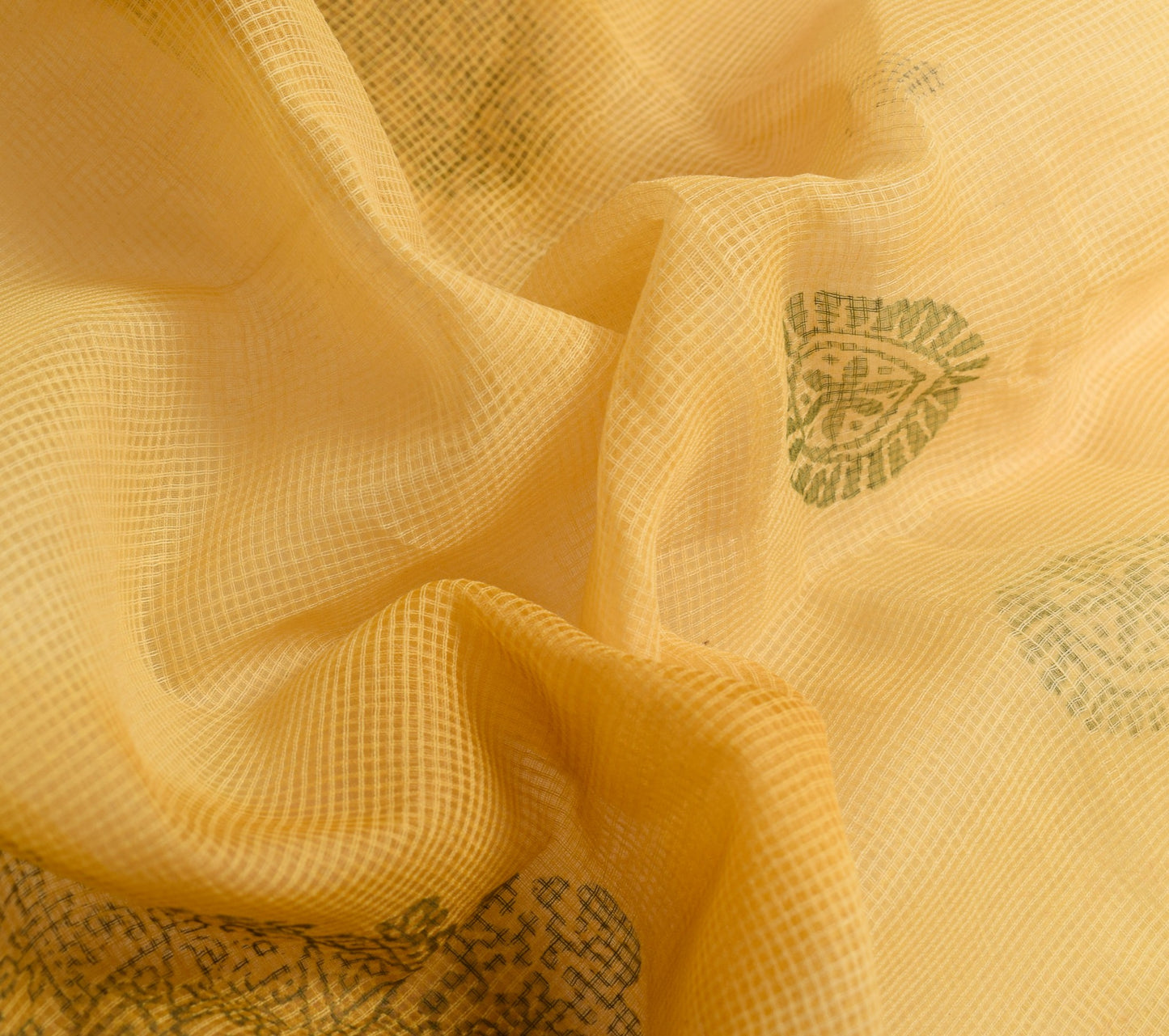 Sushila Vintage Kota Doria Scrap Saree Pure Cotton HandBlock Printed Sari Fabric
