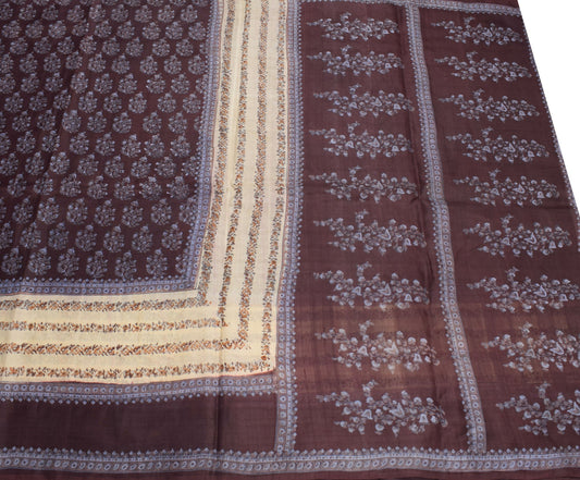 Sushila Vintage Floral Scrap Saree Pure Silk Printed Floral Remnant Sari Fabric