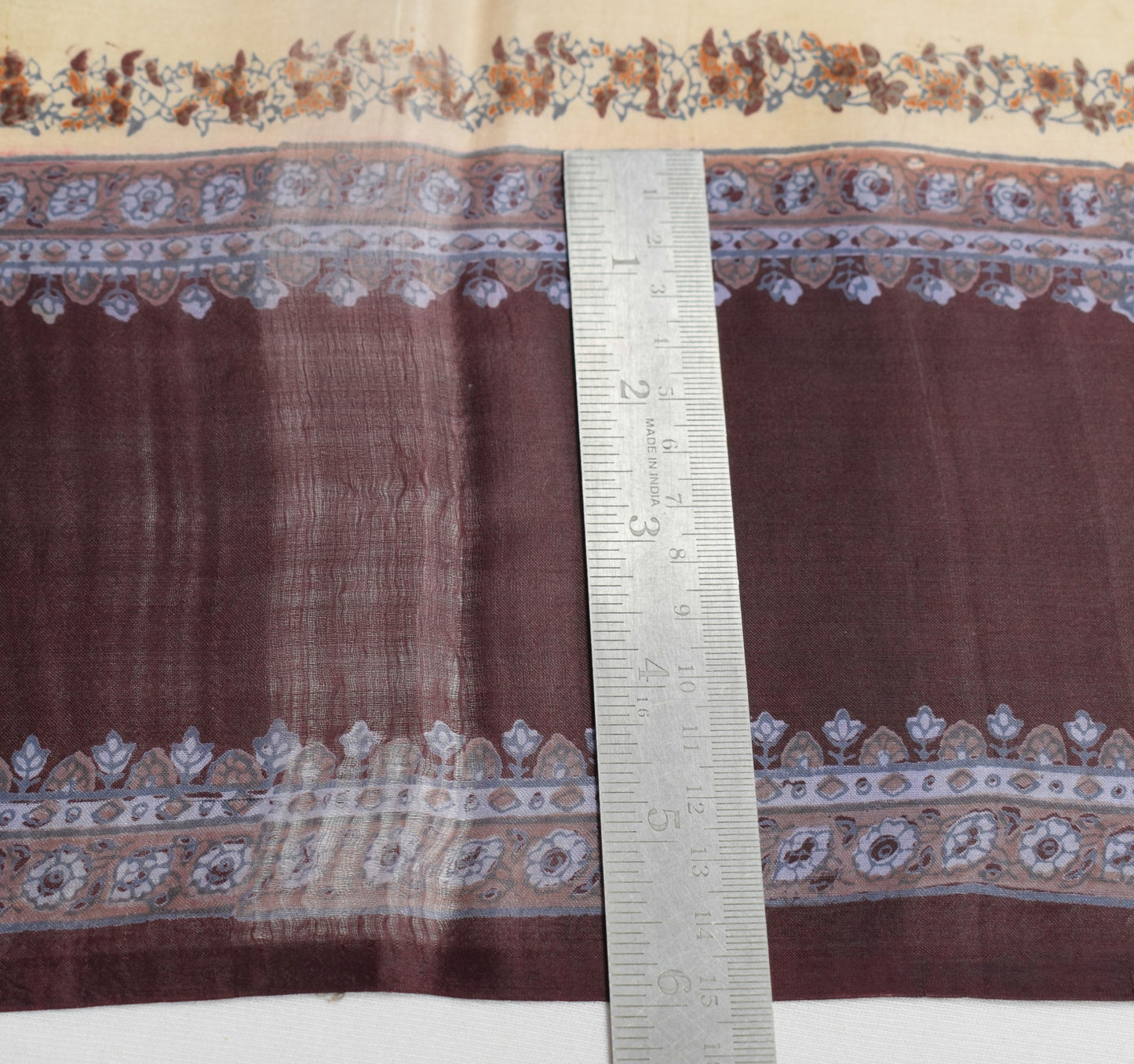 Sushila Vintage Floral Scrap Saree Pure Silk Printed Floral Remnant Sari Fabric