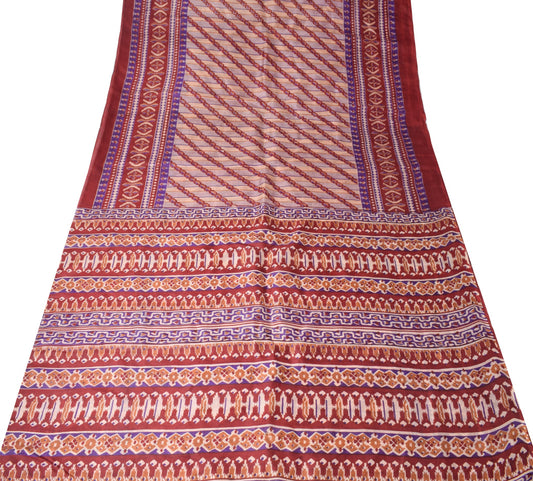 Sushila Vintage Multi-Color Scrap Saree Pure Silk Printed Hand Block Sari Fabric