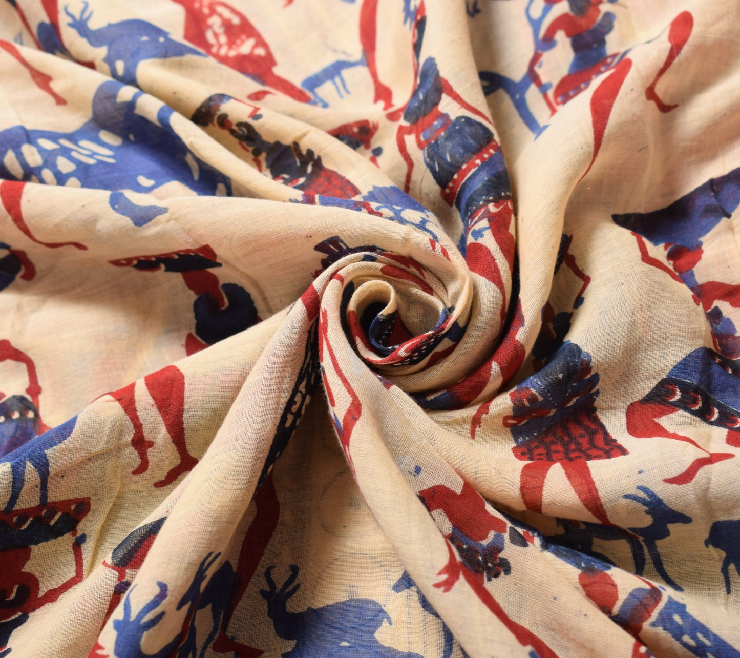 Sushila Vintage Kalamkari Print Scrap Saree Pure Cotton Handmade 5Yd Sari Fabric