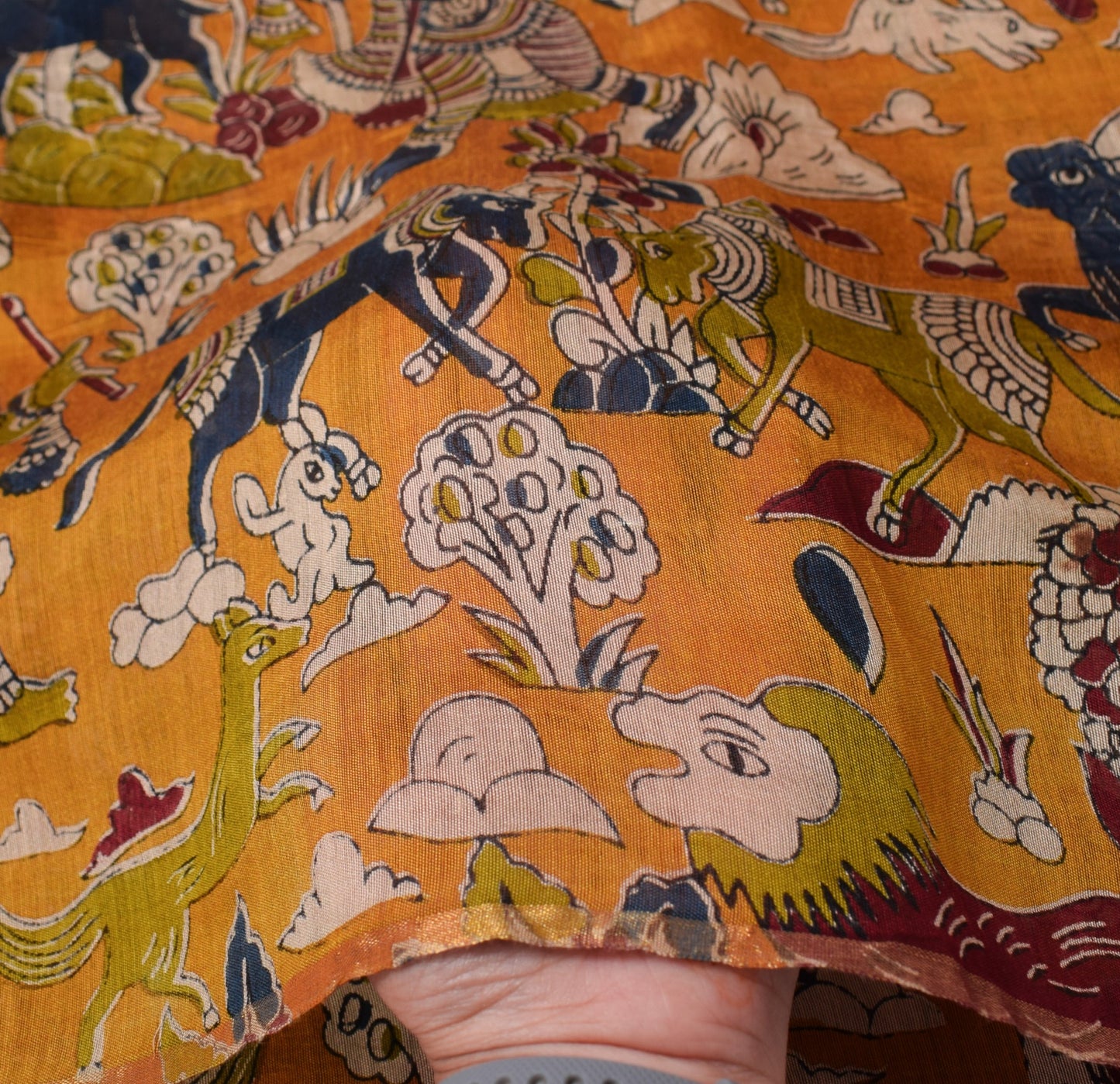 Sushila Vintage Handmade Scrap Dupatta Pure Cotton Kalamkari Printed Long Stole