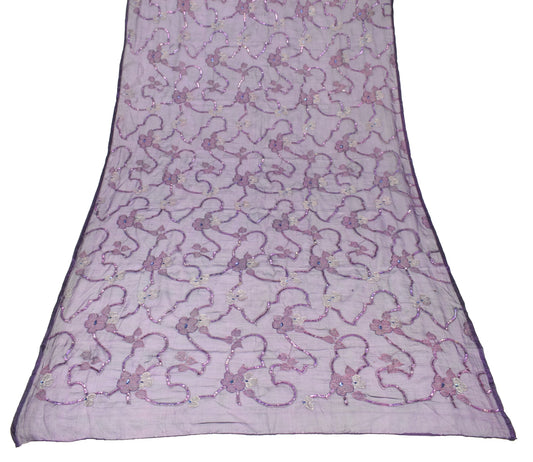 Sushila Vintage Purple Scrap Dupatta Art Silk Sequins Embellish Sheer Stole