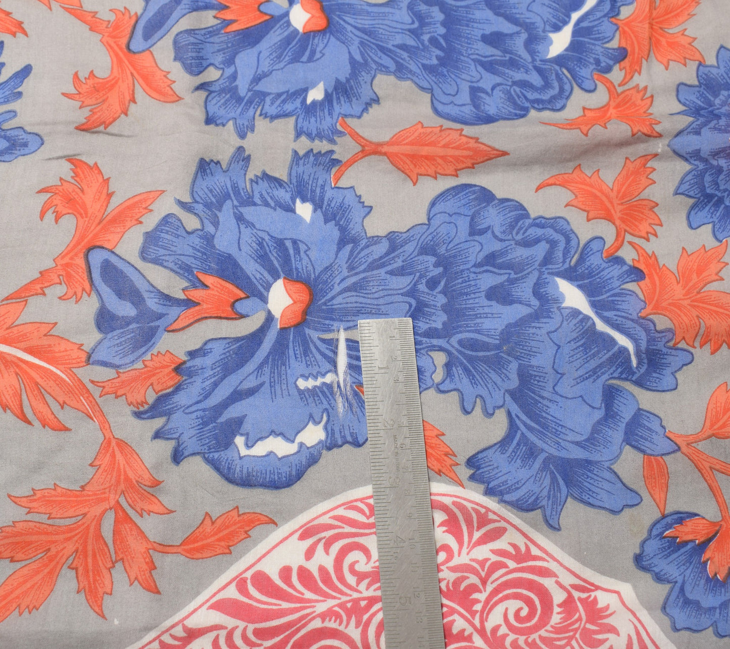 Sushila Vintage Gray Floral Scrap Dupatta Pure Cotton Silk Printed Long Stole