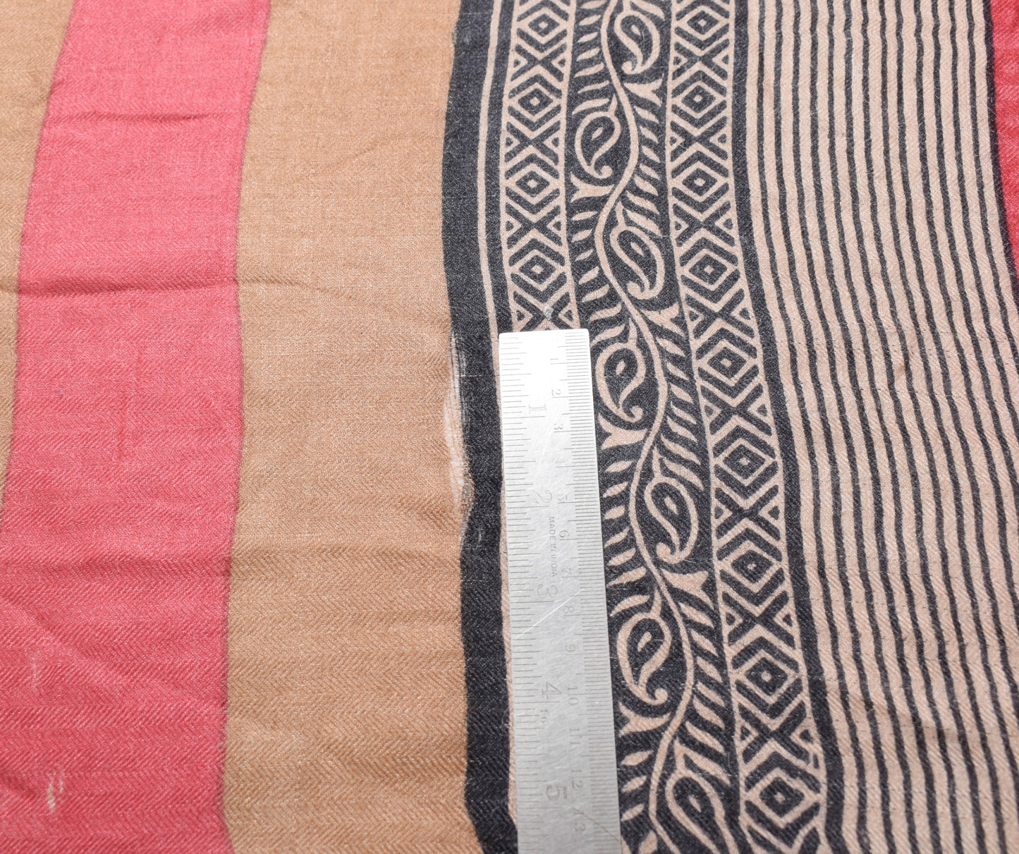 Sushila Vintage Magenta Scrap Dupatta Pure Woolen Hand Block Printed Long Stole