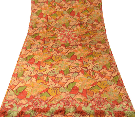 Sushila Vintage Multi-Color Scrap Dupatta Printed Pearl Work Pure Silk LongStole