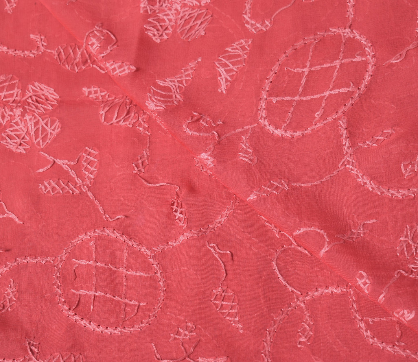 Sushila Vintage Carrot Scrap Dupatta Lucknow Chikankari Pure Georgette LongStole
