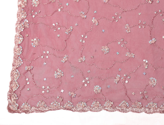 Sushila Vintage Berry HEAVY Scrap Dupatta Zardozi Work Cutwork Net Long Stole
