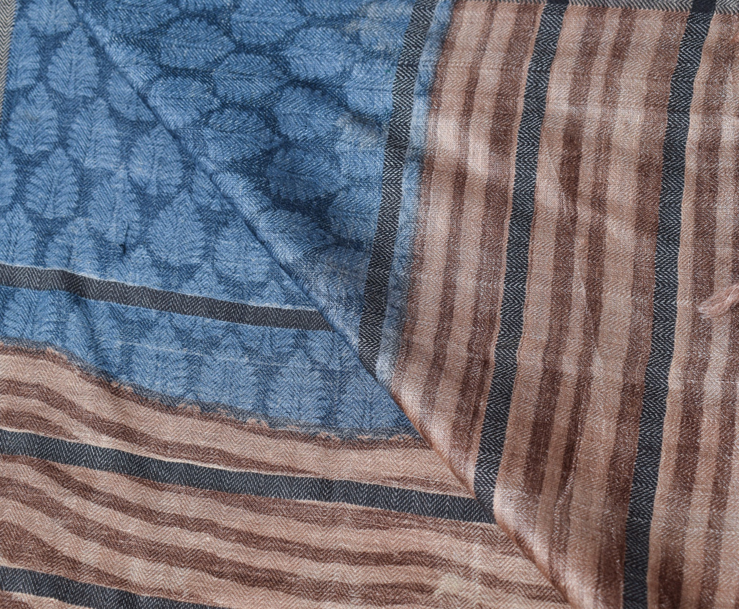 Sushila Vintage Pure Woolen Scrap Dupatta Brown Laheriya Printed Soft Long Stole