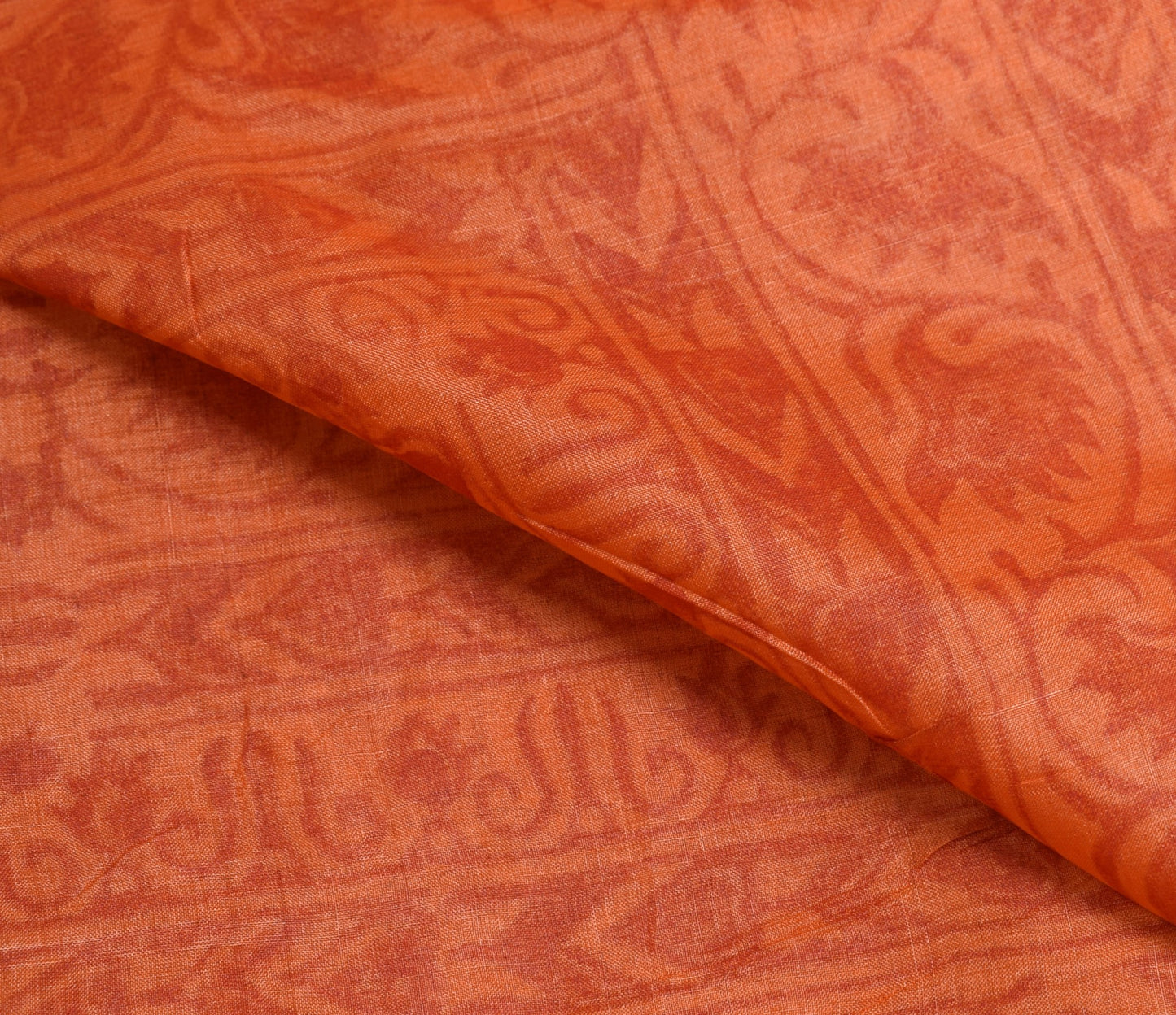 Sushila Vintage Orange Scrap Dupatta Pure Tussar Hand Block Printed Long Stole