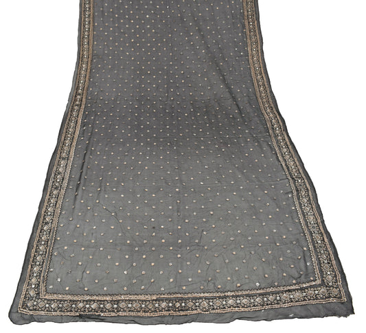 Sushila Vintage Sequins Embellish Scrap Dupatta Pure Georgette Black Long Stole