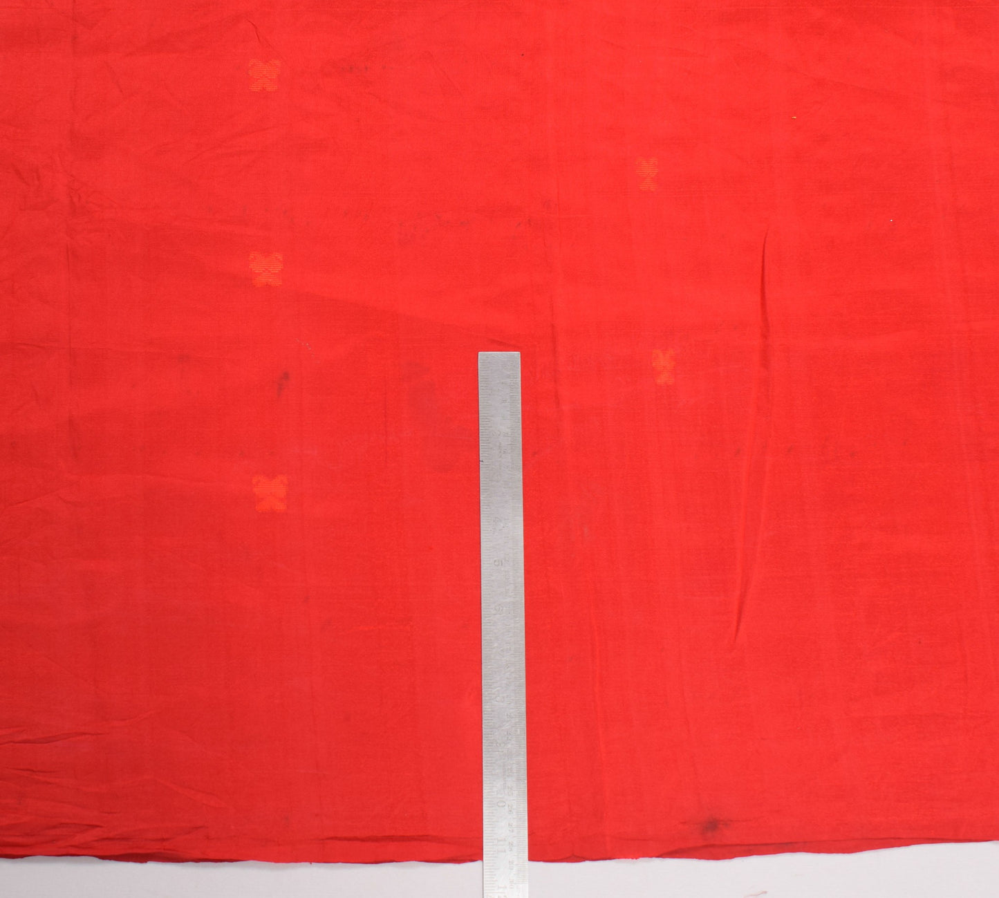 Sushila Vintage Red Sari Remnant Scrap Floral Woven Pure Silk Soft Craft Fabric