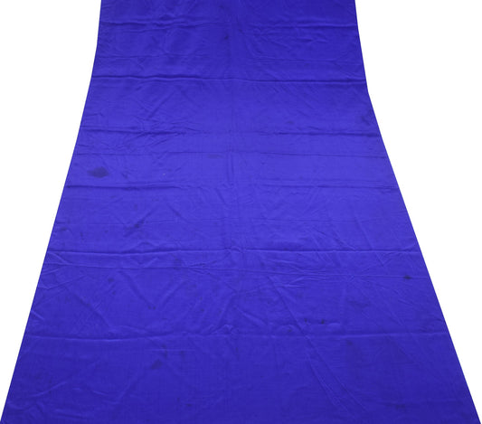 Sushila Vintage Blue 4Yds Sari Remnant Scrap Pure Crepe Silk Soft Craft Fabric