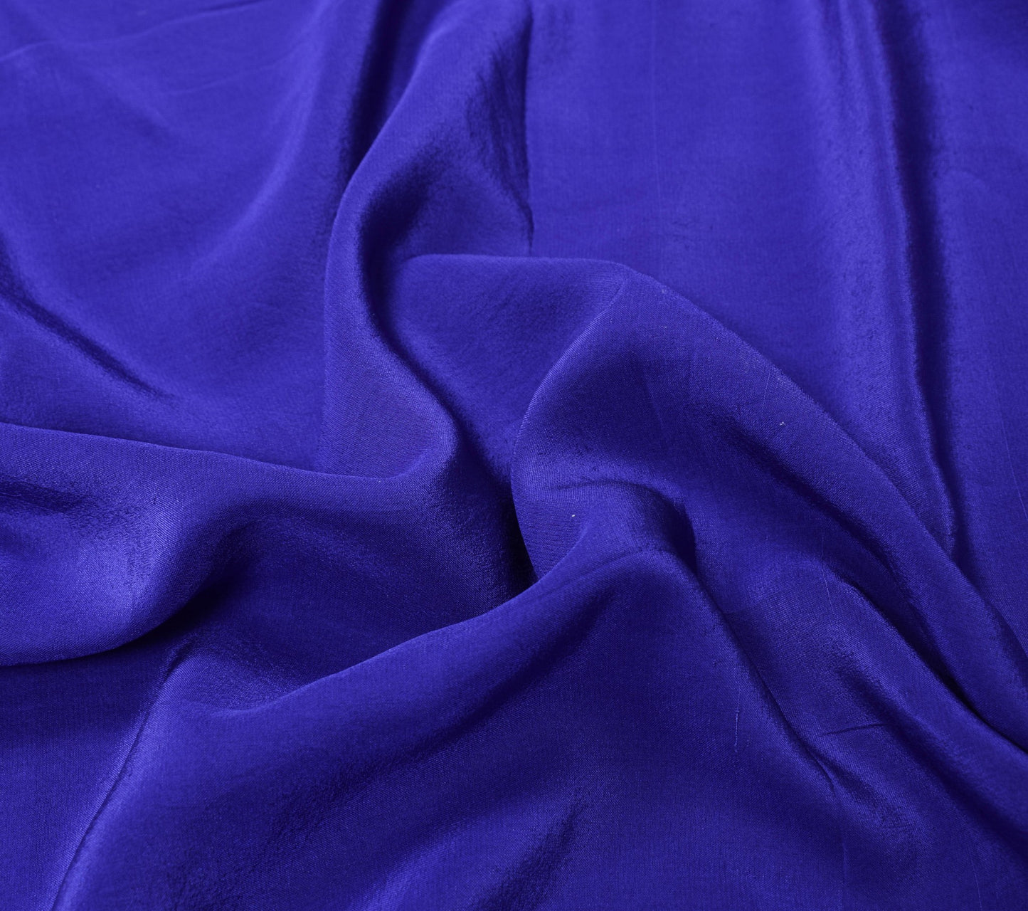 Sushila Vintage Blue 4Yds Sari Remnant Scrap Pure Crepe Silk Soft Craft Fabric