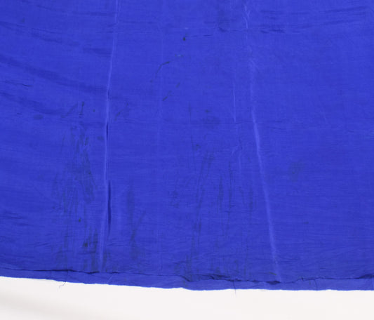 Sushila Vintage Blue 5Yds Sari Remnant Scrap Pure Crepe Silk Soft Craft Fabric