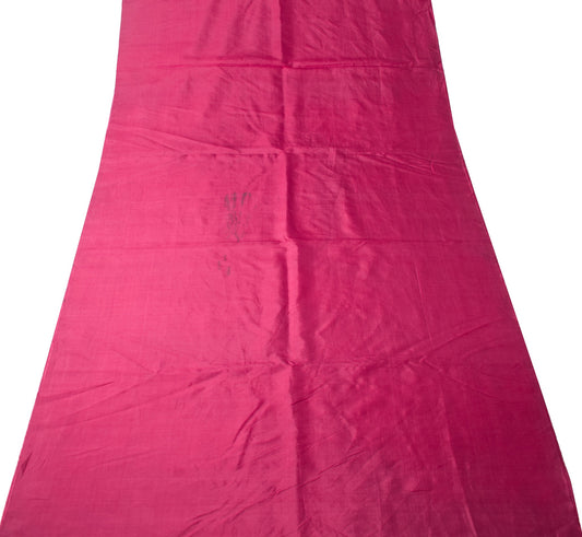 Sushila Vintage Magenta Sari Remnant Scrap Pure Silk Plain Soft Craft Fabric