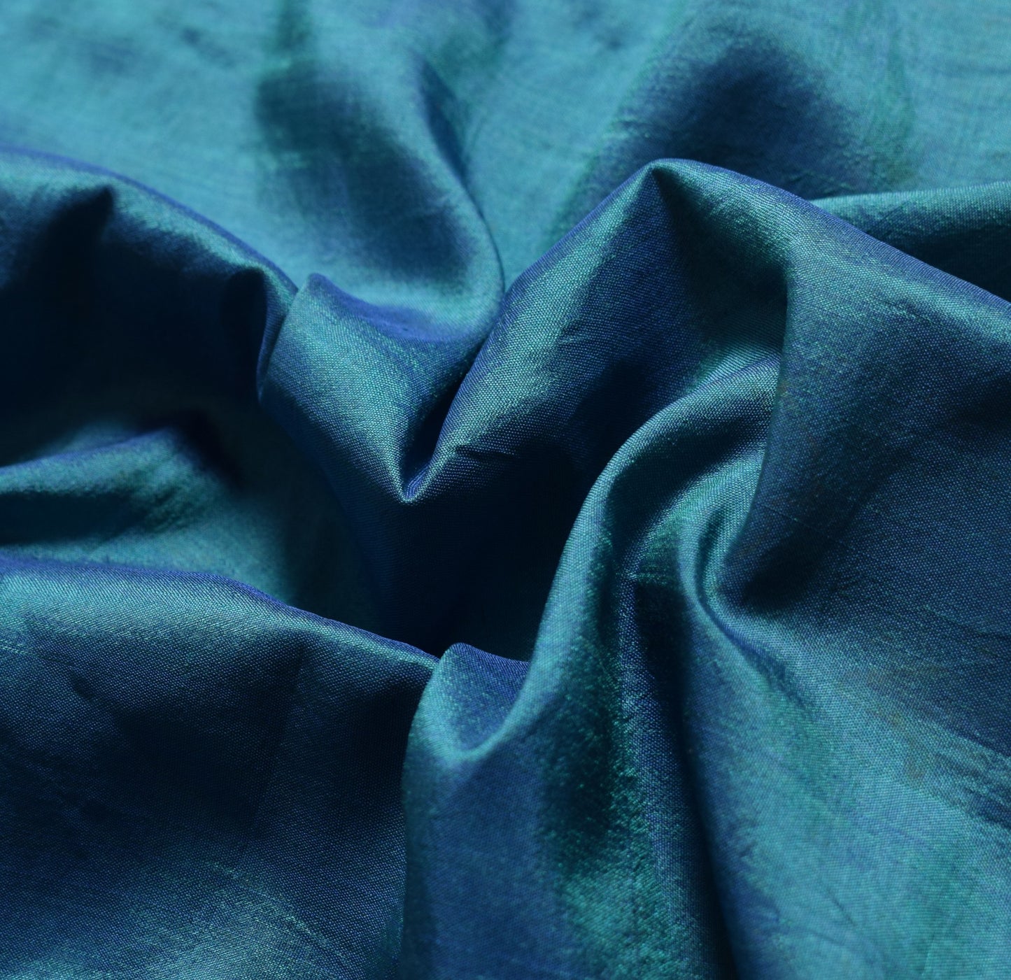 Sushila Vintage Blue Sari Remnant Scrap Multi Purpose Pure Silk 5YD Craft Fabric