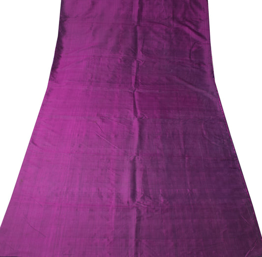 Sushila Vintage Magenta Blue Sari Remnant Scrap Woven Pure Silk 4YD Craft Fabric