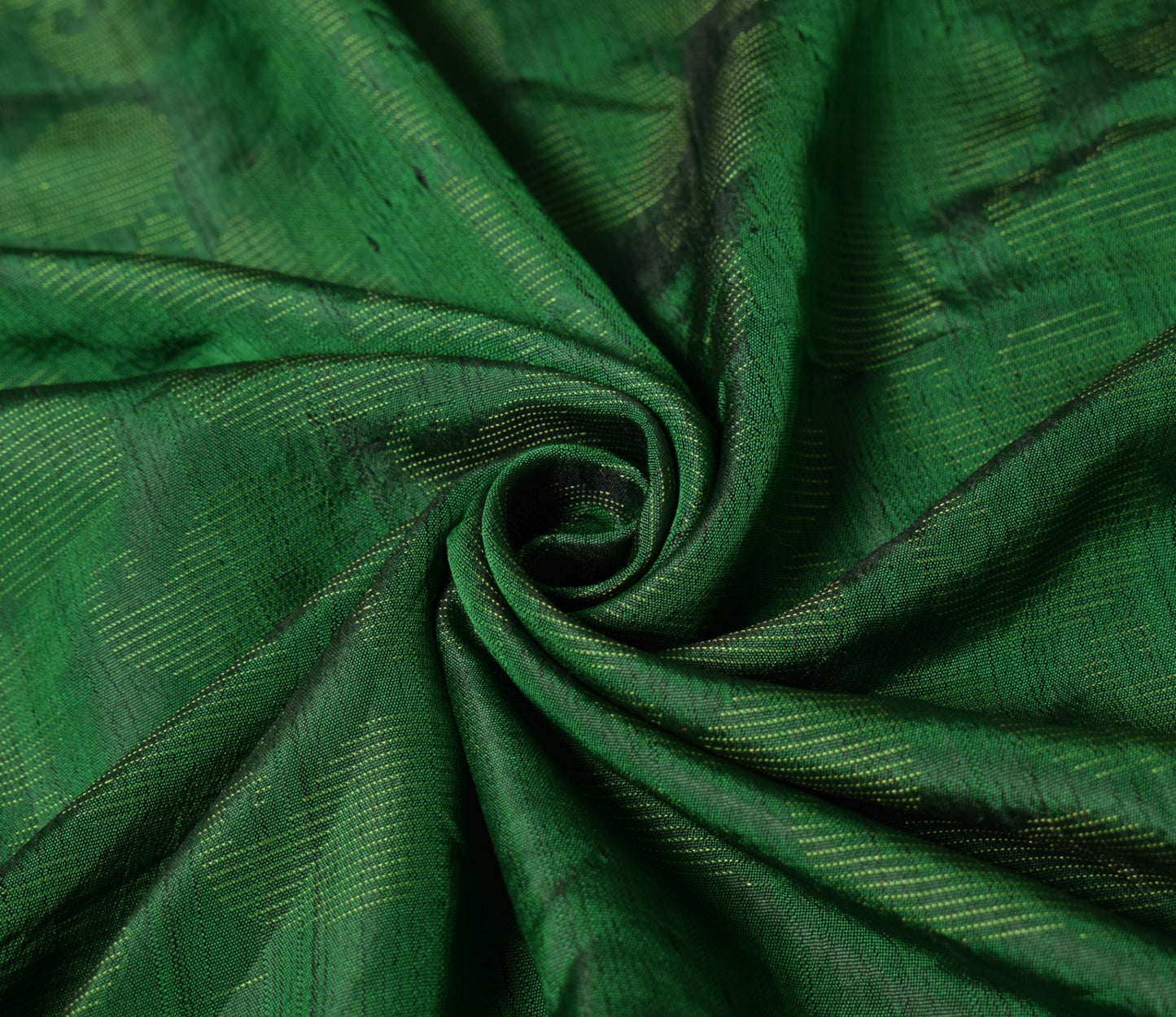 Sushila Vintage Green Sari Remnant Scrap Woven Paisley Pure Silk Craft Fabric