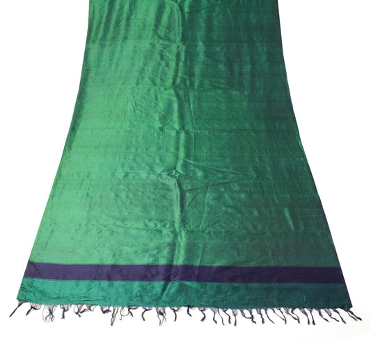 Sushila Vintage Dual Toned GreenSari Remnant Scrap Pure Silk 4 Yard Craft Fabric
