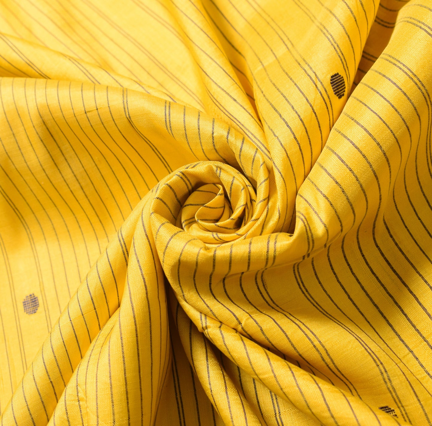 Sushila Vintage Yellow Sari Remnant Scrap Pure Silk Hand woven 5 YD Craft Fabric