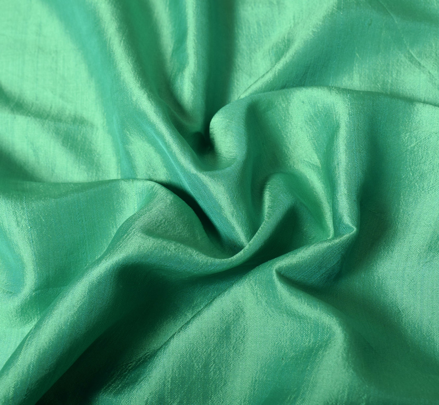 Sushila Vintage PureSilk Sari Remnant Scrap Aqua Green Floral Woven Craft Fabric