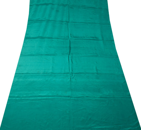 Sushila Vintage Pure Creep Silk Sari Remnant Scrap Teal Green Soft Craft Fabric