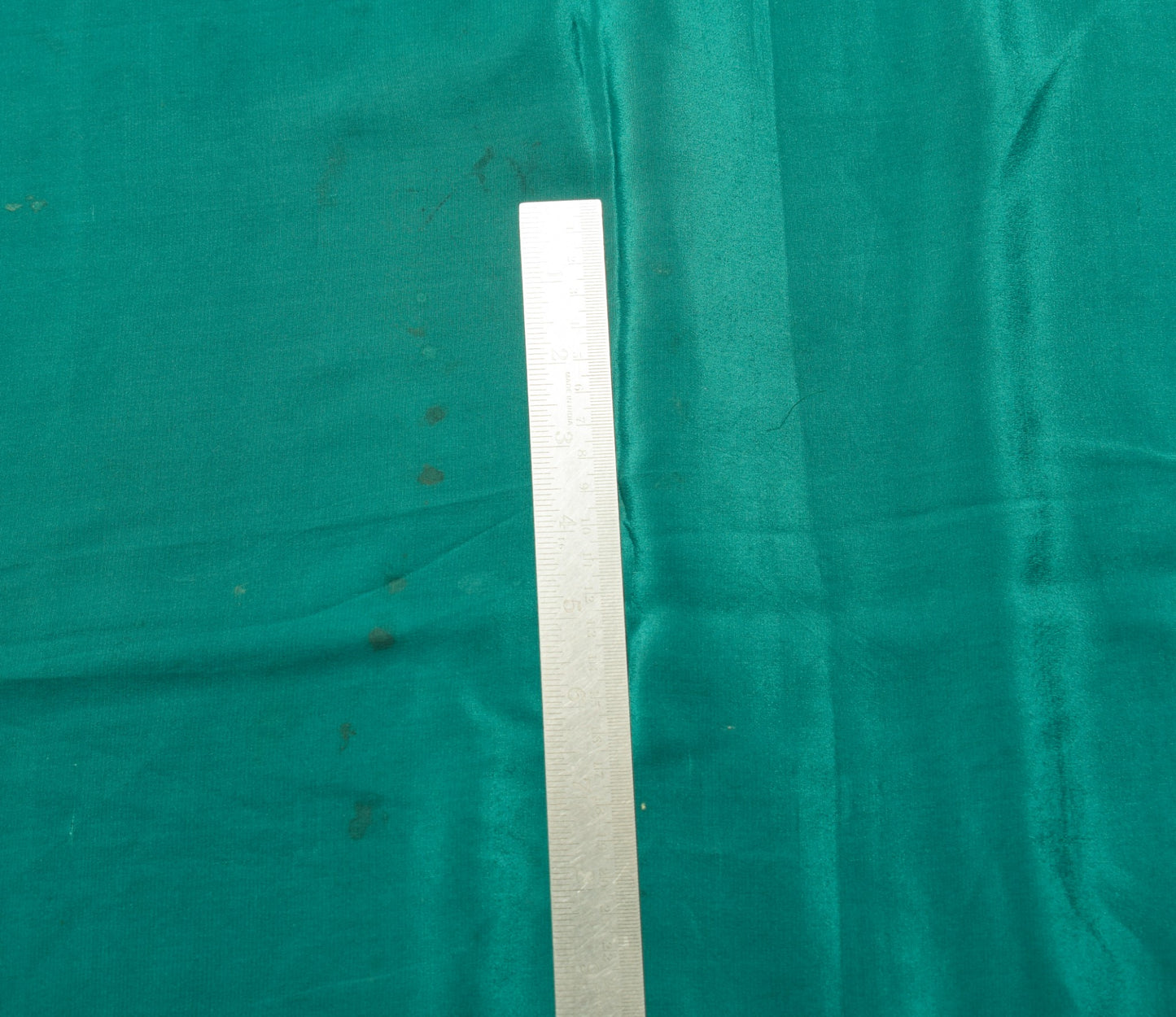 Sushila Vintage Pure Creep Silk Sari Remnant Scrap Teal Green Soft Craft Fabric