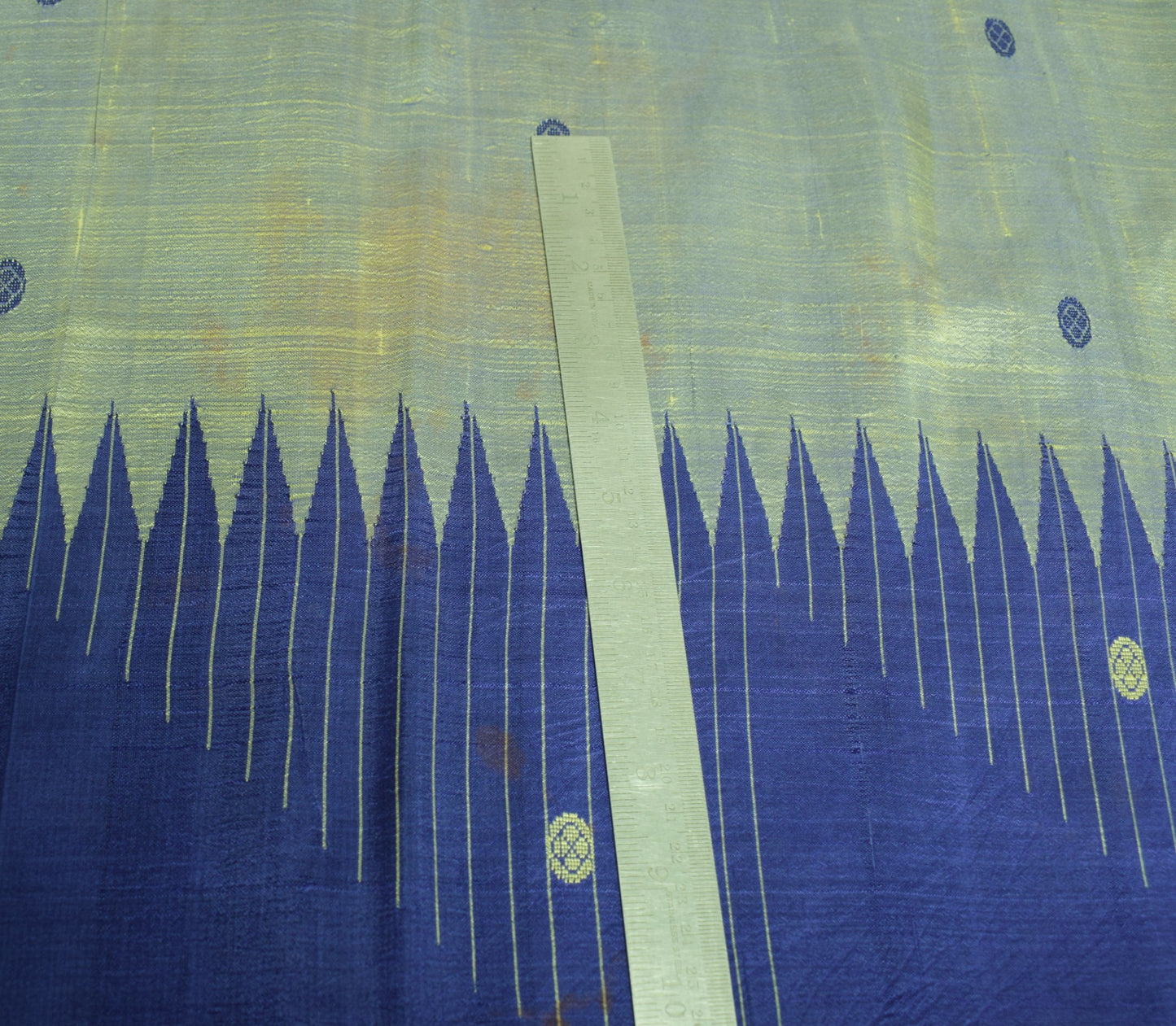 Sushila Vintage Green Sari Remnant Scrap Hand Woven Pure Silk 5 Yds Craft Fabric