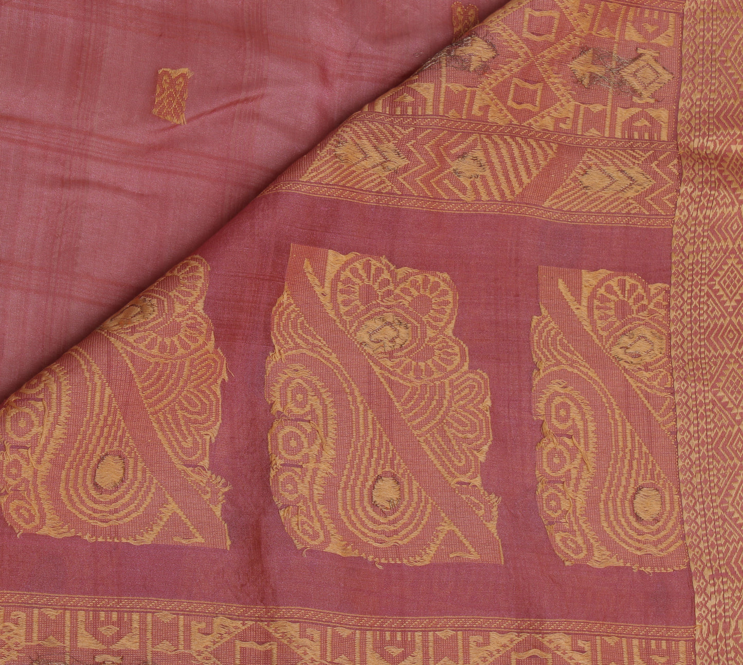 Sushila Vintage Indian Saree 100% Pure Silk Woven Floral Sari Craft 5 YD Fabric
