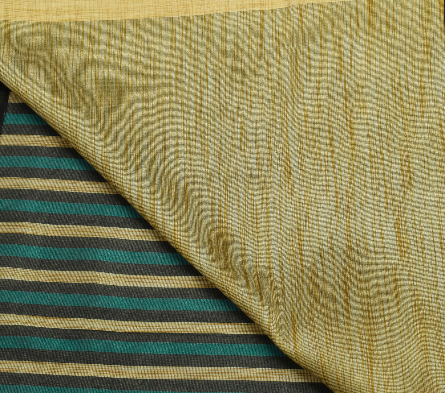 Sushila Vintage Black Indian Saree Art Silk Woven Stripes Sari 5 YD Craft Fabric