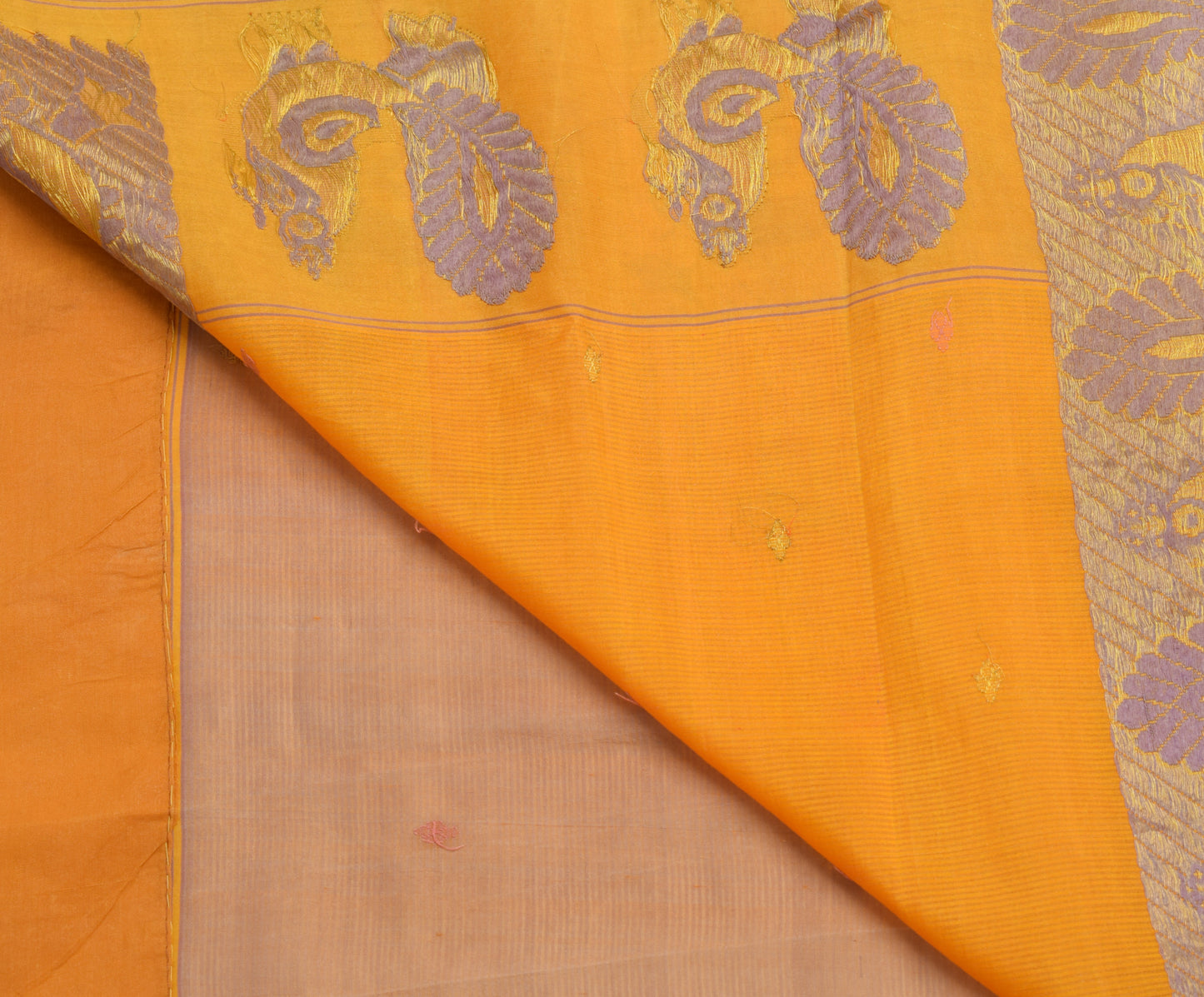 Sushila Vintage Brown Saree 100% Pure Silk Woven Floral 5 YD Sari Craft Fabric