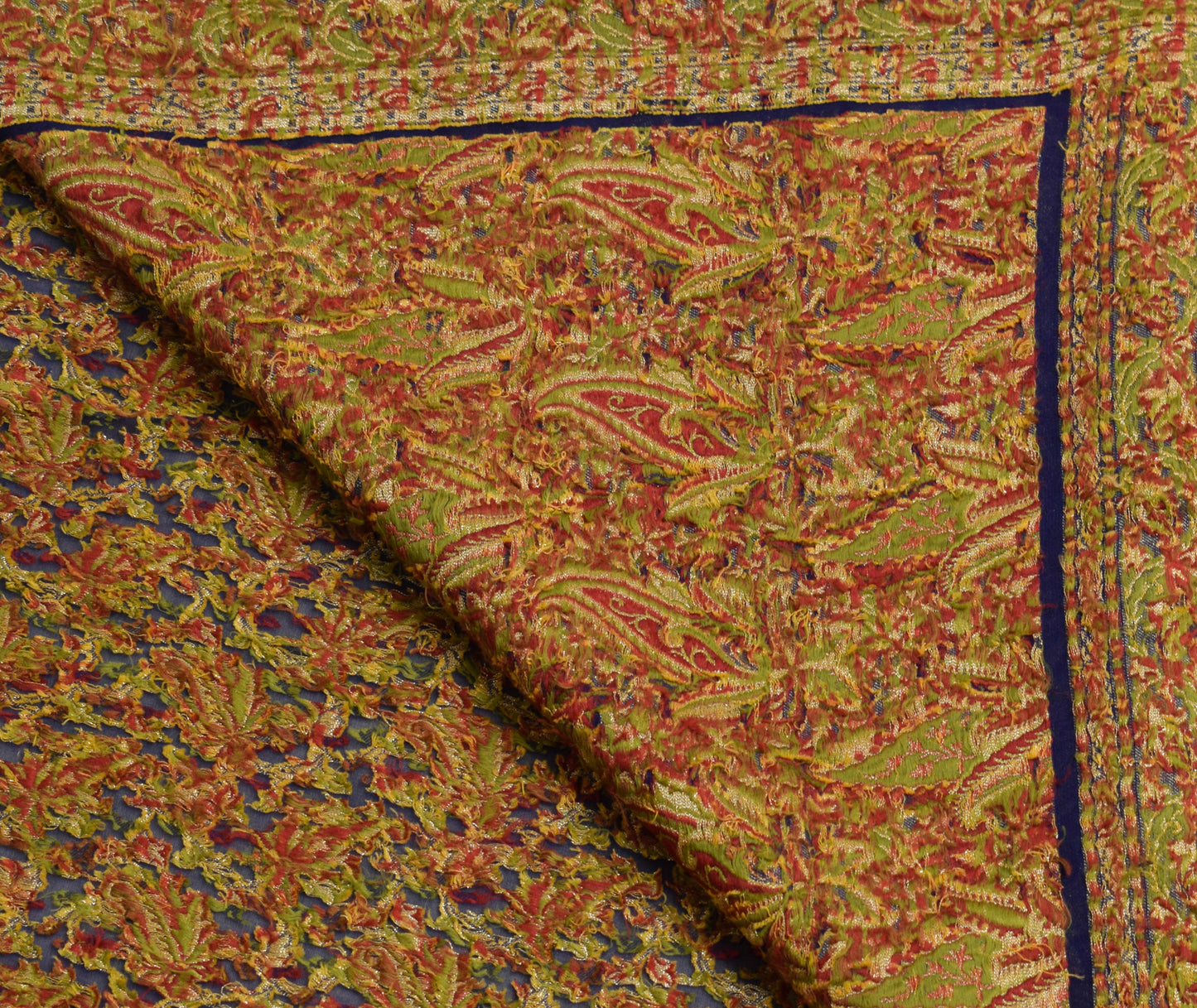 Sushila Vintage Blue HEAVY Saree 100% Pure Banarasi Georgette Woven Sari Craft Fabric